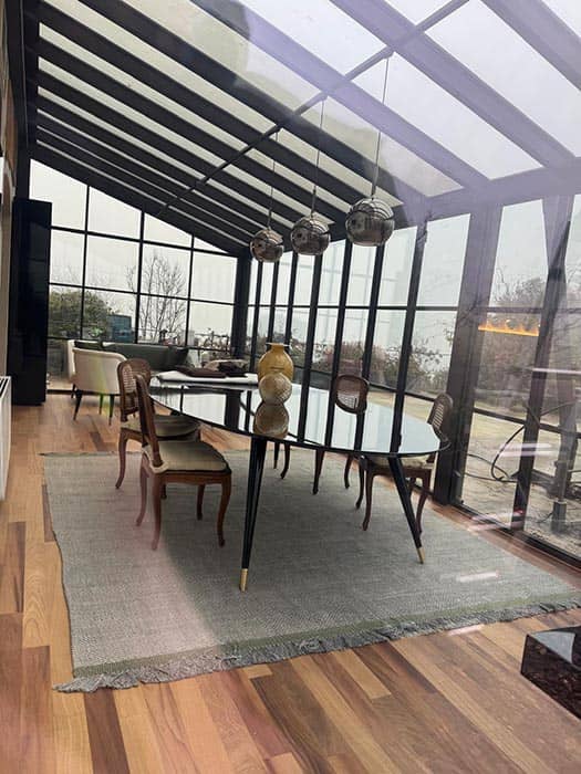 Pergola con vetrata